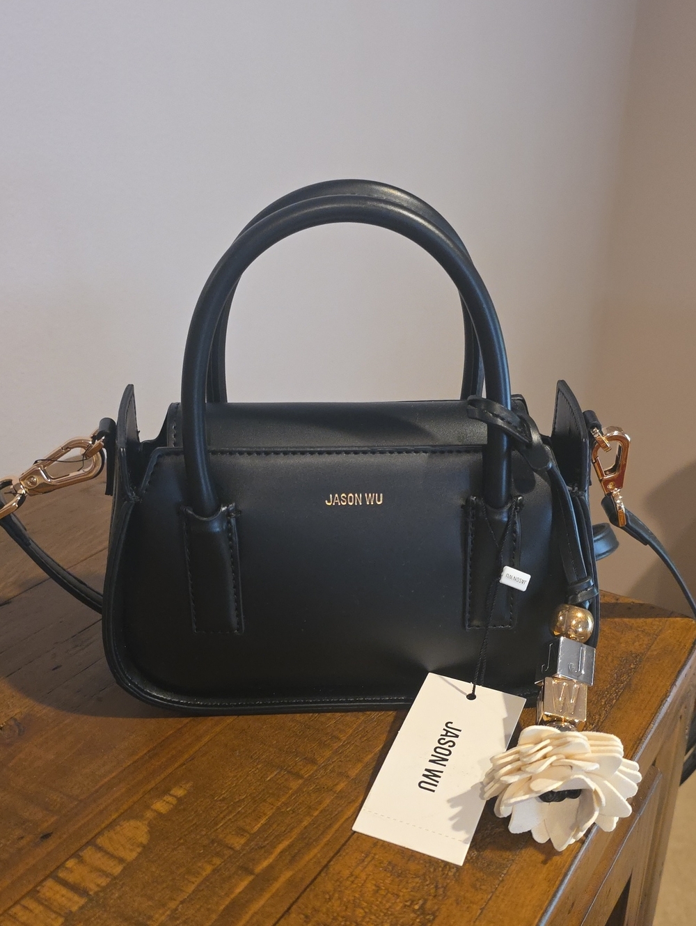 Jason Wu Black Leather Mini Handbag with Gold Hardware